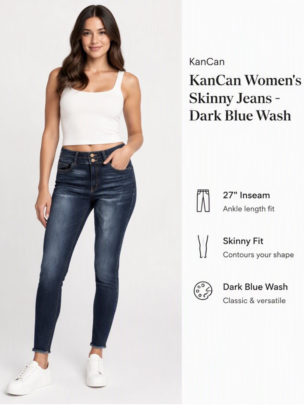 KanCan Women's Skinny Jeans - Dark Blue Wash